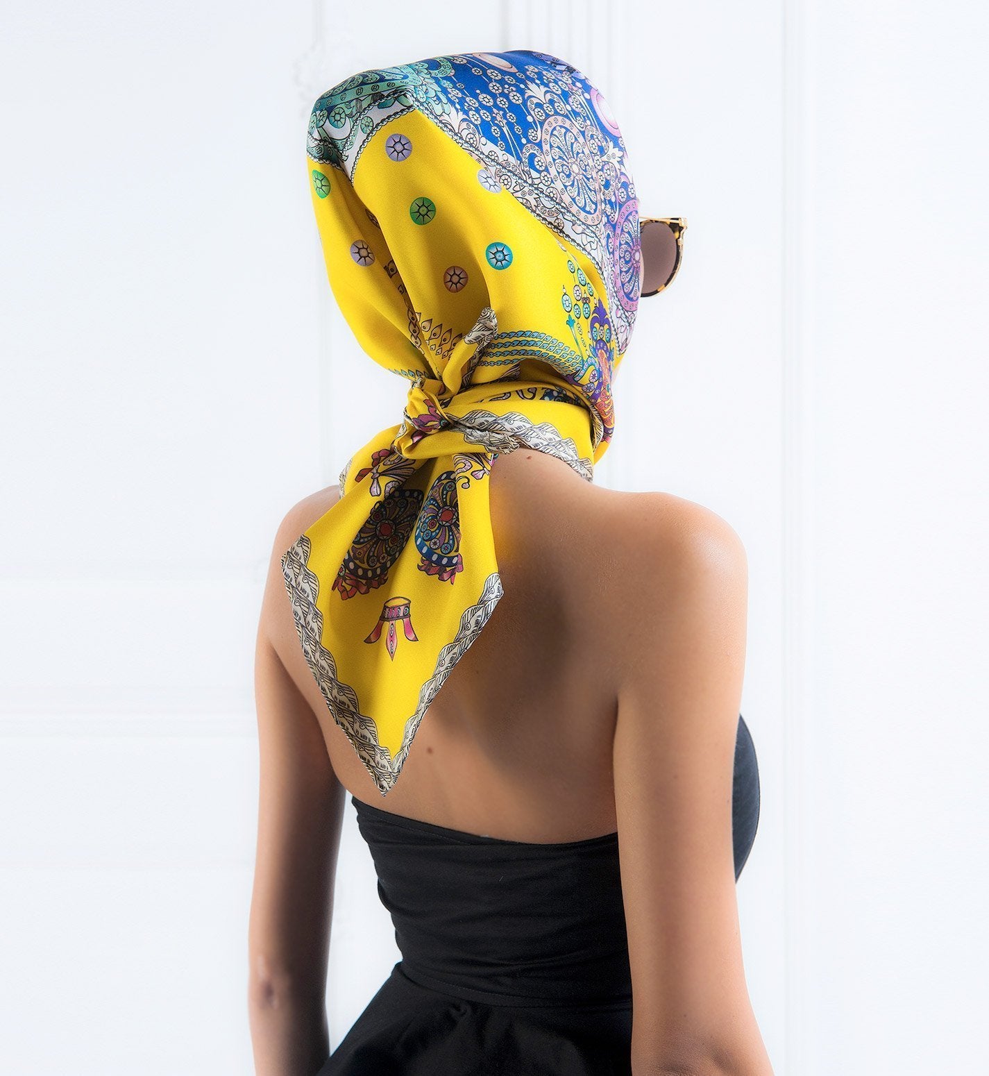 The Crown Yellow Printed Silk-twill Scarf