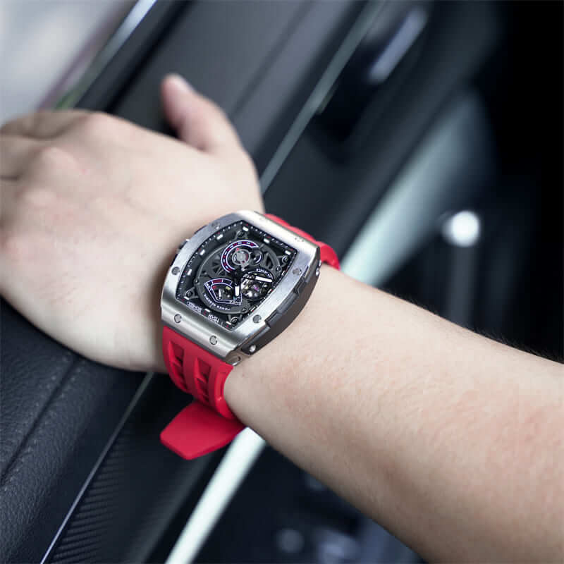 ساعة Elemental Series-Automatic TB8210A فضية حمراء