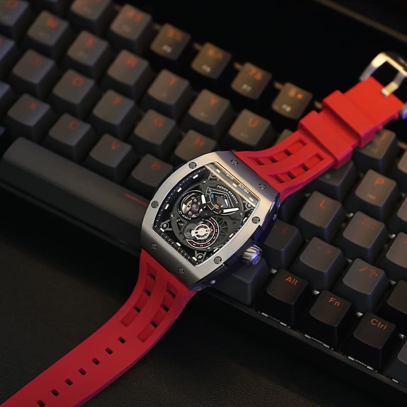 ساعة Elemental Series-Automatic TB8210A فضية حمراء