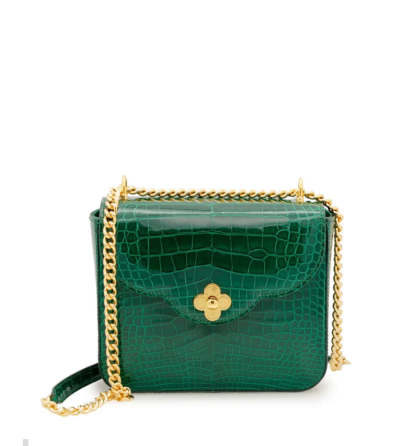 First Date Emerald Green alligator leather bag