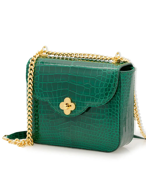Load image into Gallery viewer, First Date Emerald Green alligator leather bag
