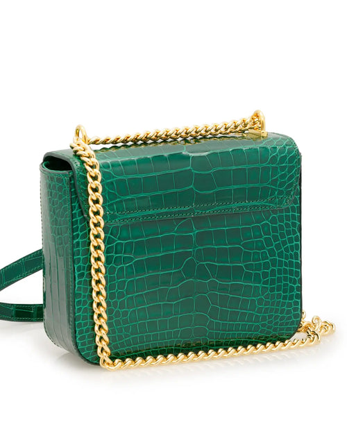 Load image into Gallery viewer, First Date Emerald Green alligator leather bag
