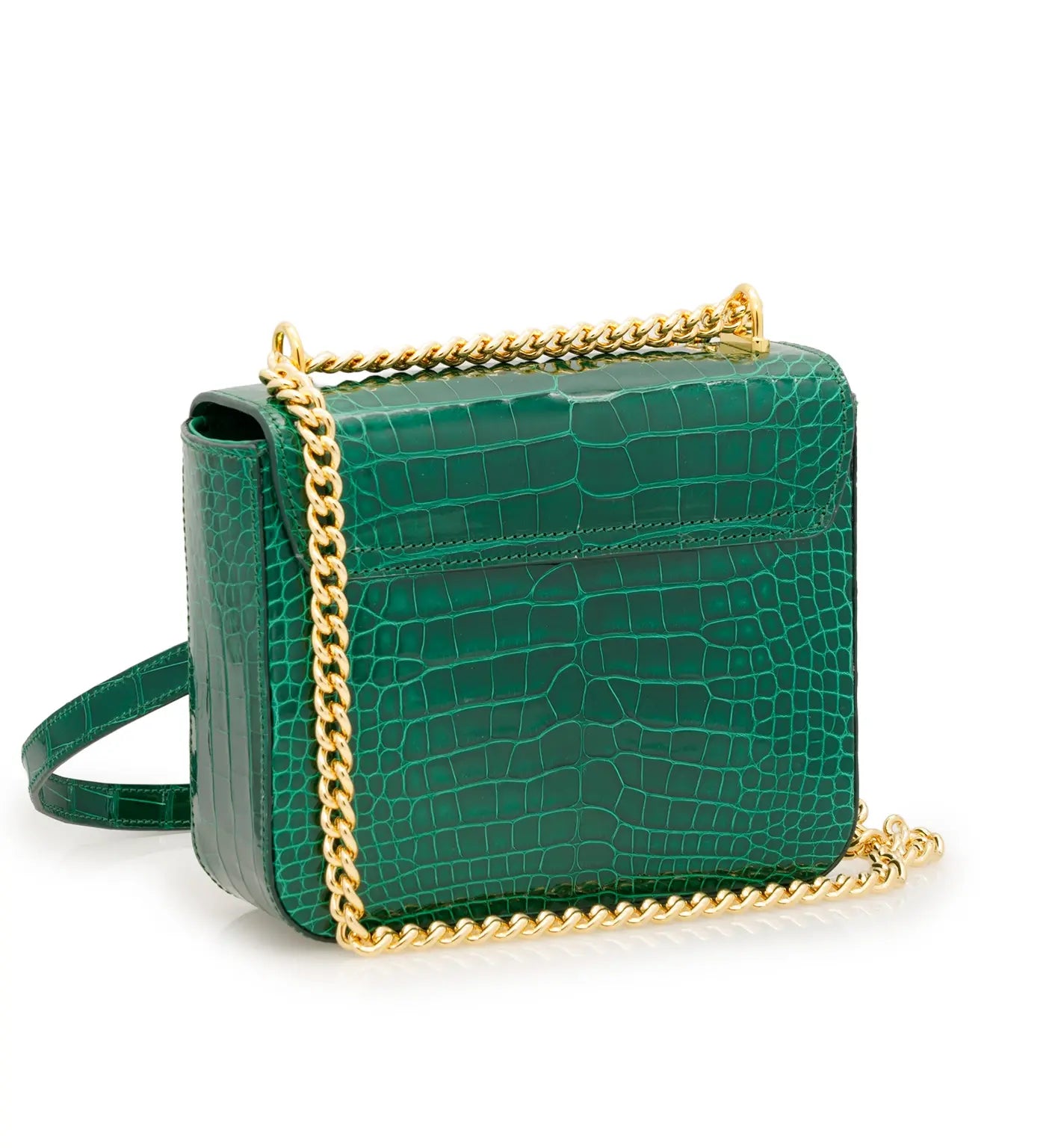 First Date Emerald Green alligator leather bag