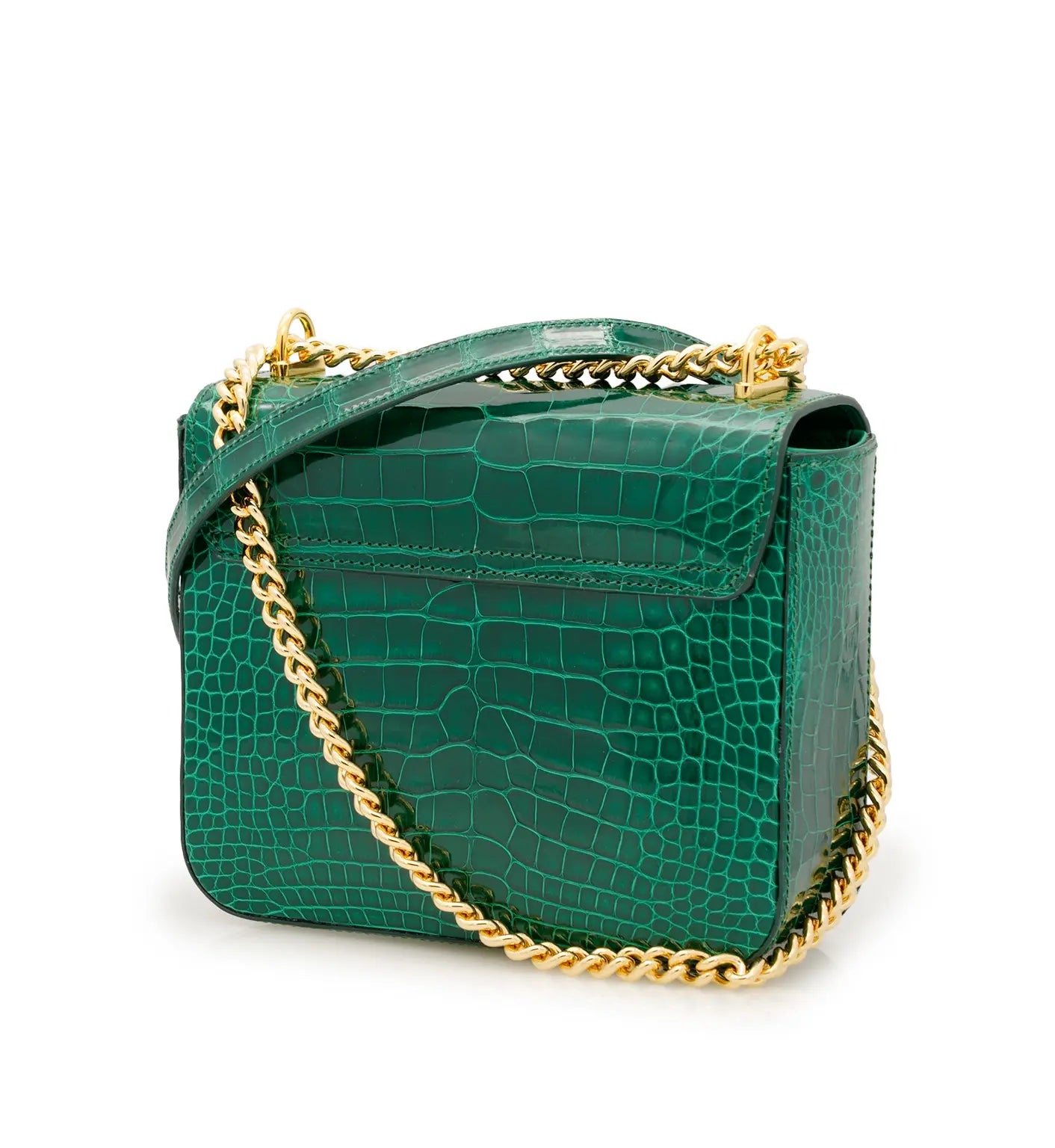 First Date Emerald Green alligator leather bag