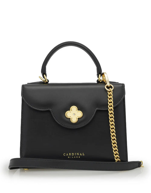 Load image into Gallery viewer, First Lady Small Black Plain Calf Leather Handbag
