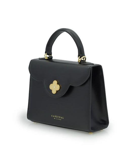 Load image into Gallery viewer, First Lady Small Black Plain Calf Leather Handbag

