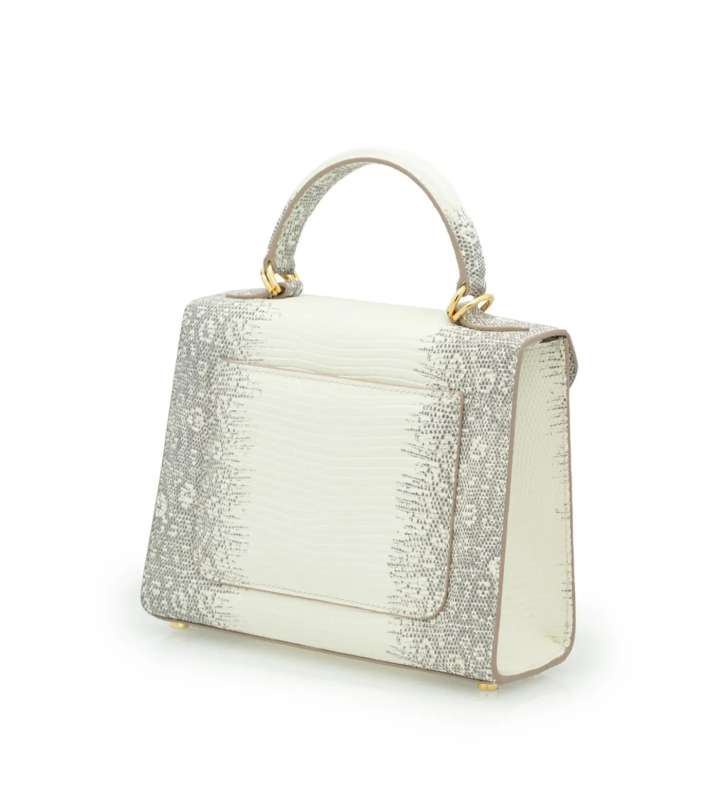 First Lady Small Beige Lizard-Embossed Leather Handbag