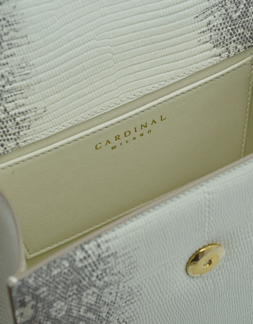 Load image into Gallery viewer, First Lady Small Beige Lizard-Embossed Leather Handbag

