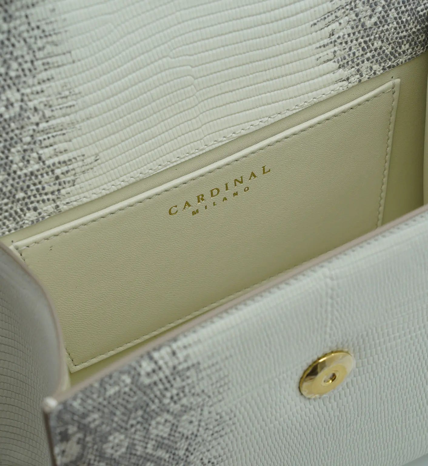 First Lady Small Beige Lizard-Embossed Leather Handbag