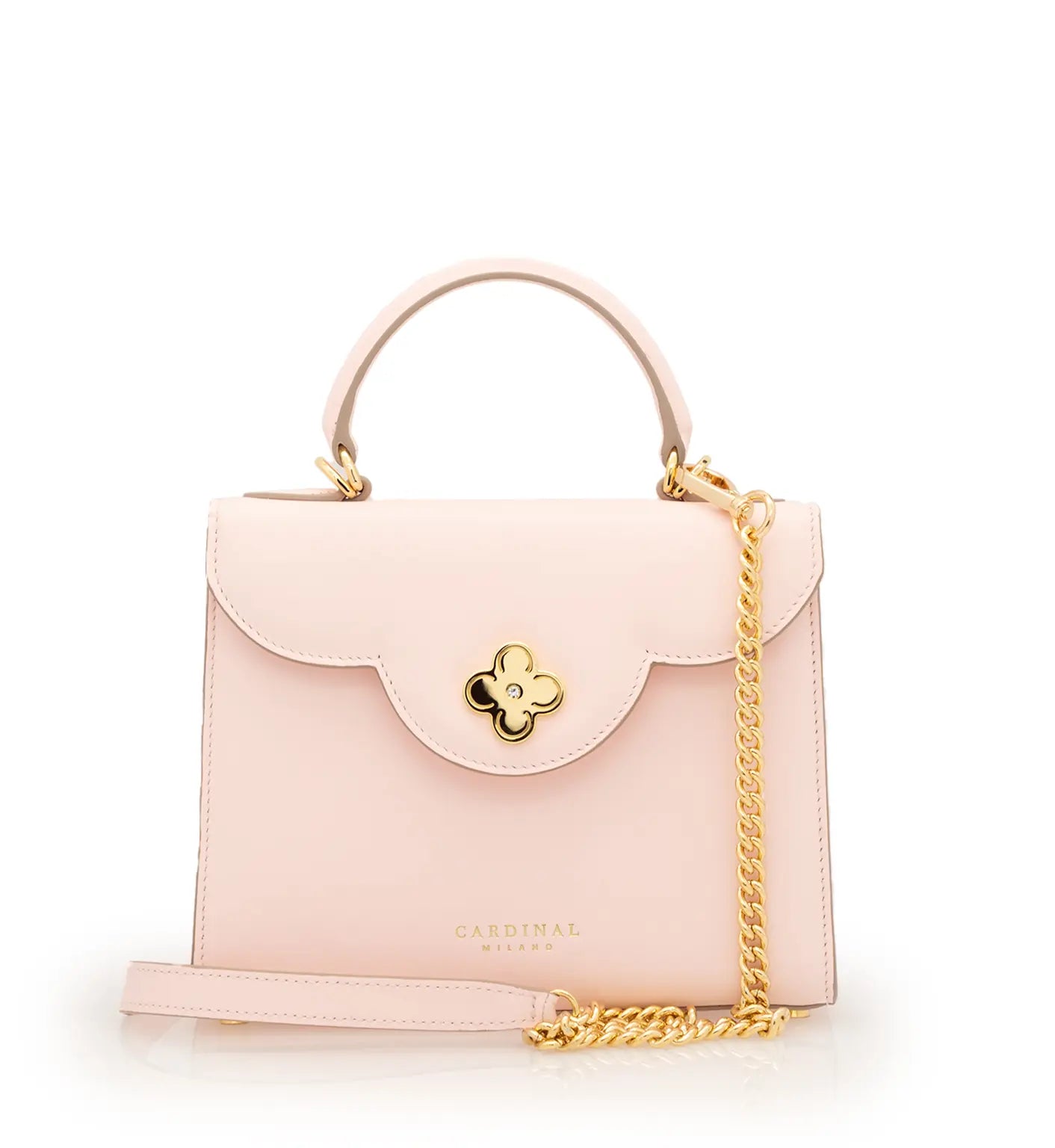 First Lady Small Pink Plain Calf Leather Handbag