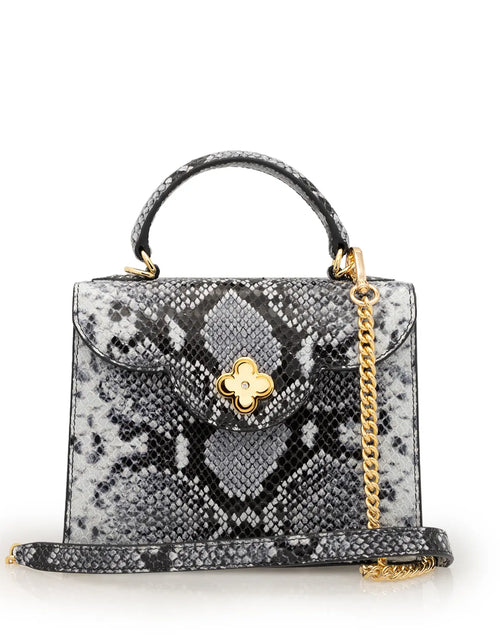 Load image into Gallery viewer, First Lady Small Grey Python-Embossed Calf Leather Handbag
