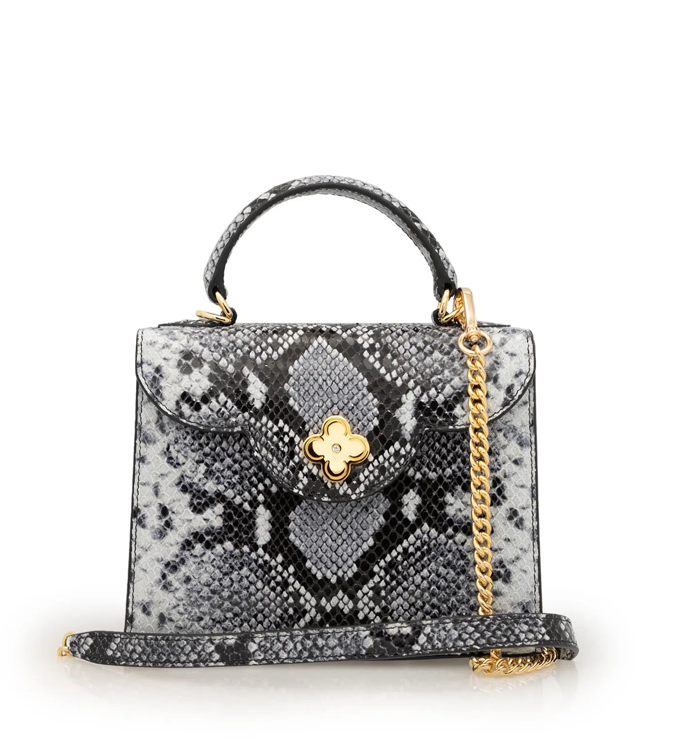 First Lady Small Grey Python-Embossed Calf Leather Handbag