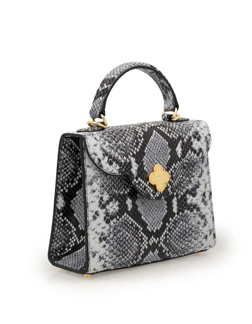 Load image into Gallery viewer, First Lady Small Grey Python-Embossed Calf Leather Handbag
