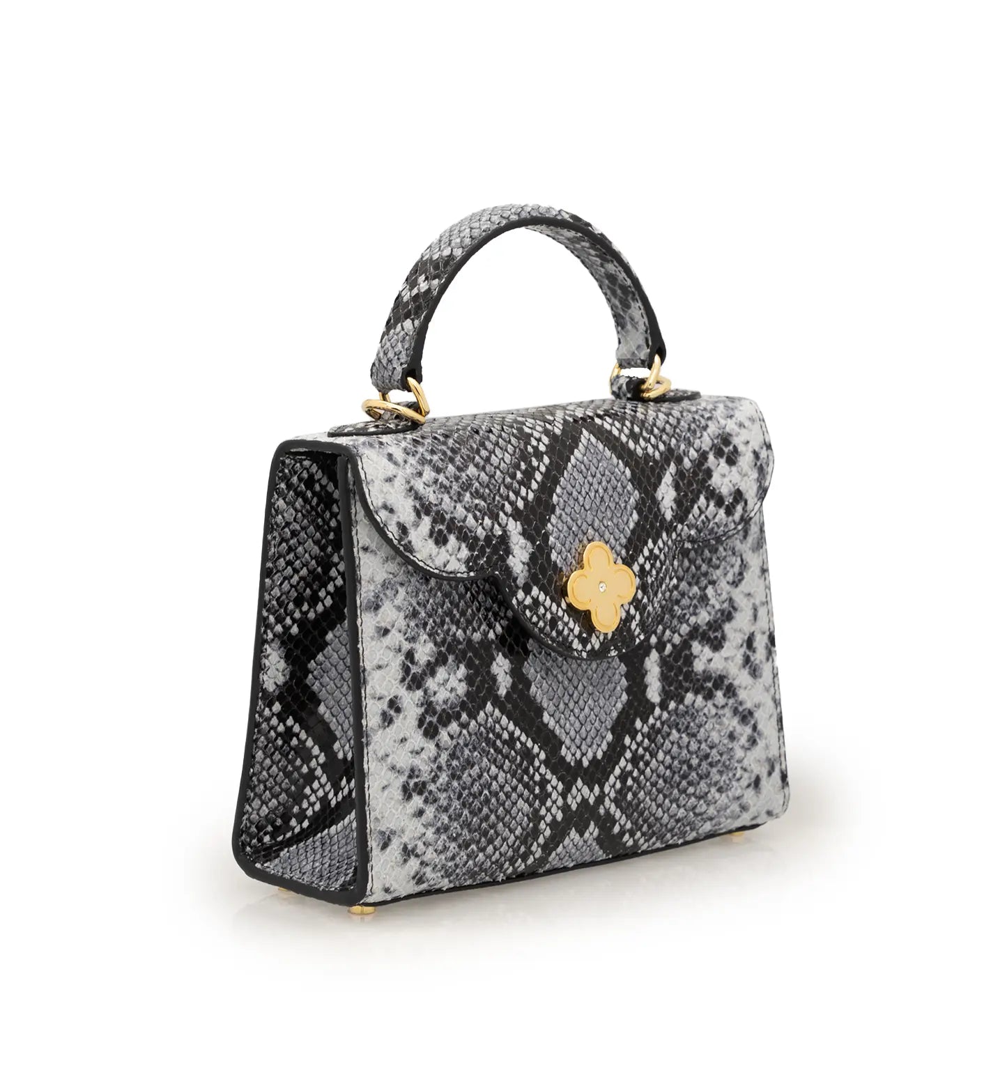 First Lady Small Grey Python-Embossed Calf Leather Handbag
