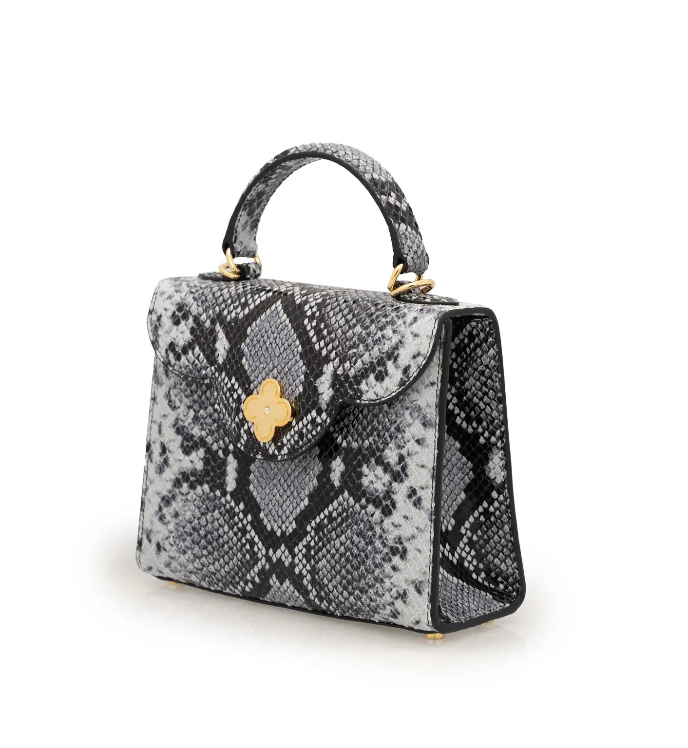 First Lady Small Grey Python-Embossed Calf Leather Handbag