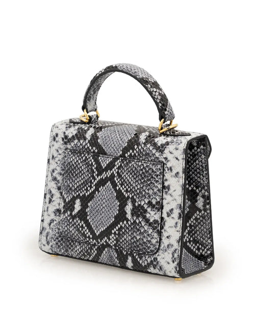 Load image into Gallery viewer, First Lady Small Grey Python-Embossed Calf Leather Handbag
