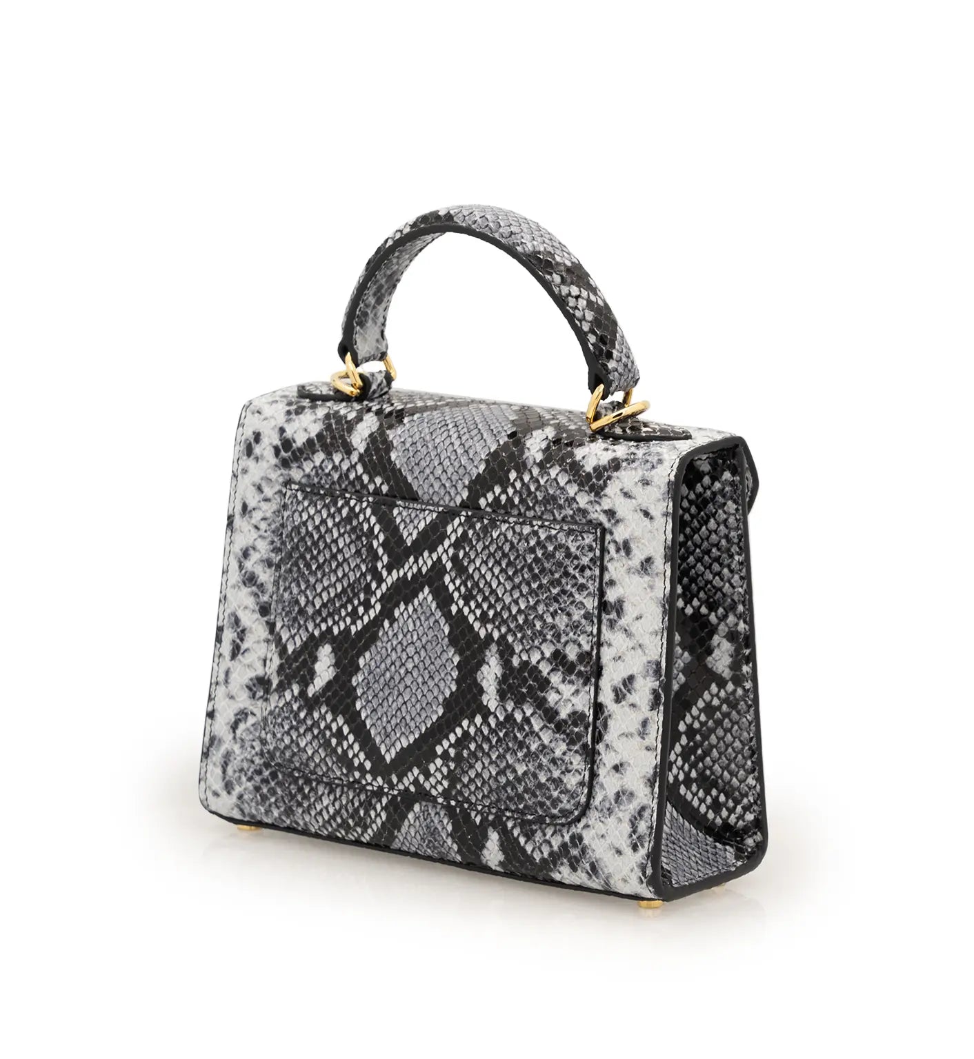 First Lady Small Grey Python-Embossed Calf Leather Handbag
