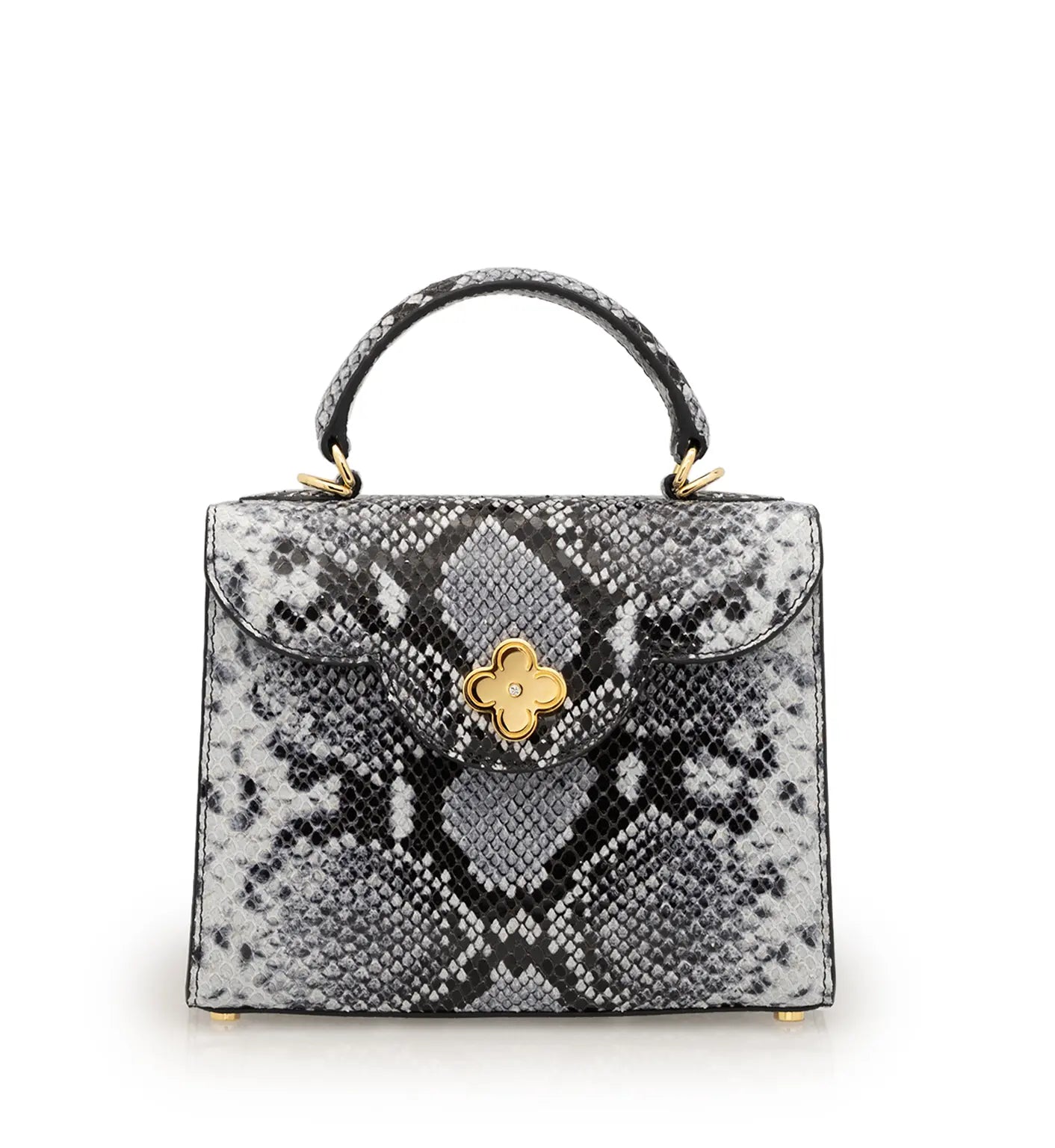 First Lady Small Grey Python-Embossed Calf Leather Handbag