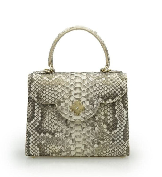First Lady Grey Stone Python leather handbag