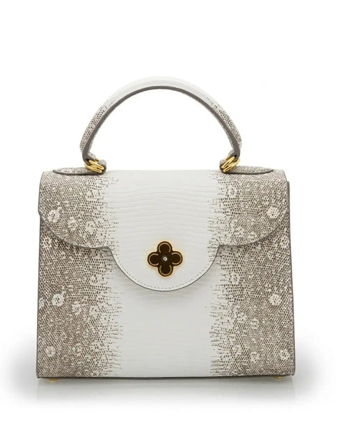 Load image into Gallery viewer, First Lady Beige Lizard-Embossed Calf Leather Handbag
