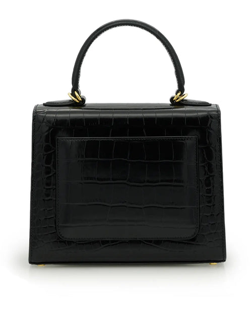 Load image into Gallery viewer, First Lady Black Crocodile-Embossed Calf Leather Handbag

