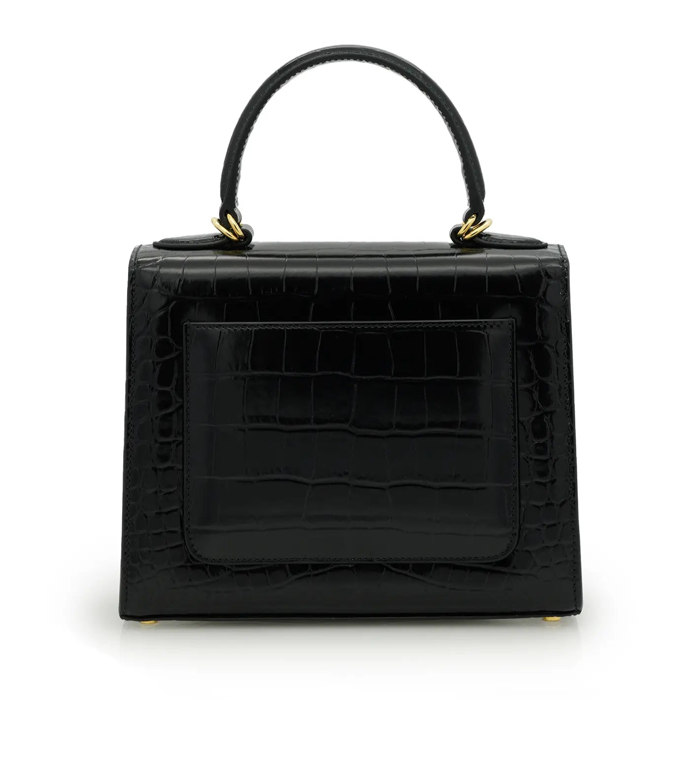 First Lady Black Crocodile-Embossed Calf Leather Handbag