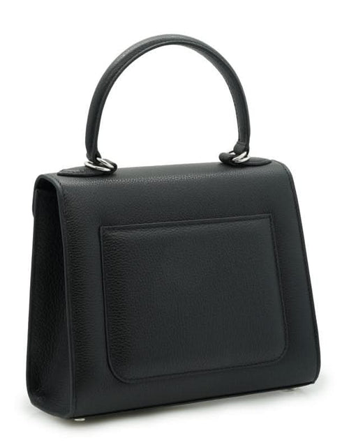 تحميل الصورة إلى عارض المعرض، حقيبة يد جلدية سوداء مزخرفة على شكل زهرة للسيدة الأولى
