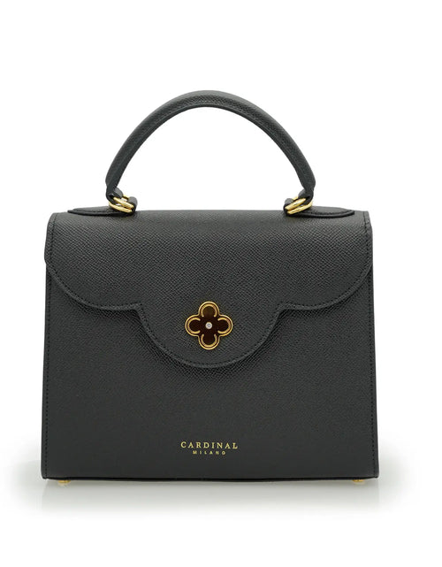 Load image into Gallery viewer, First Lady Black Textured Calf Leather Handbag
