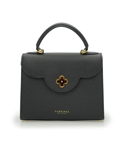 First Lady Black Textured Calf Leather Handbag