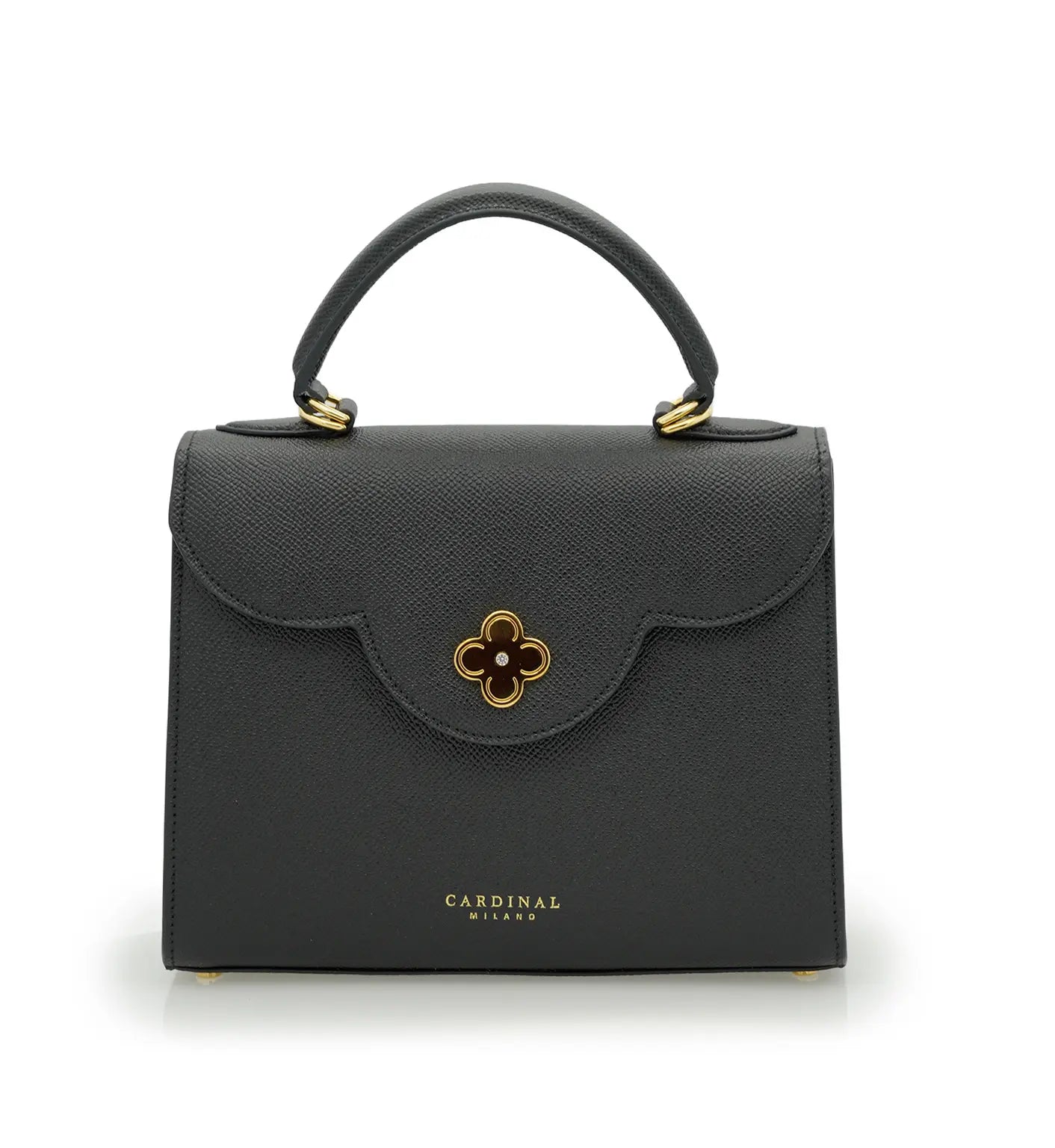 First Lady Black Textured Calf Leather Handbag
