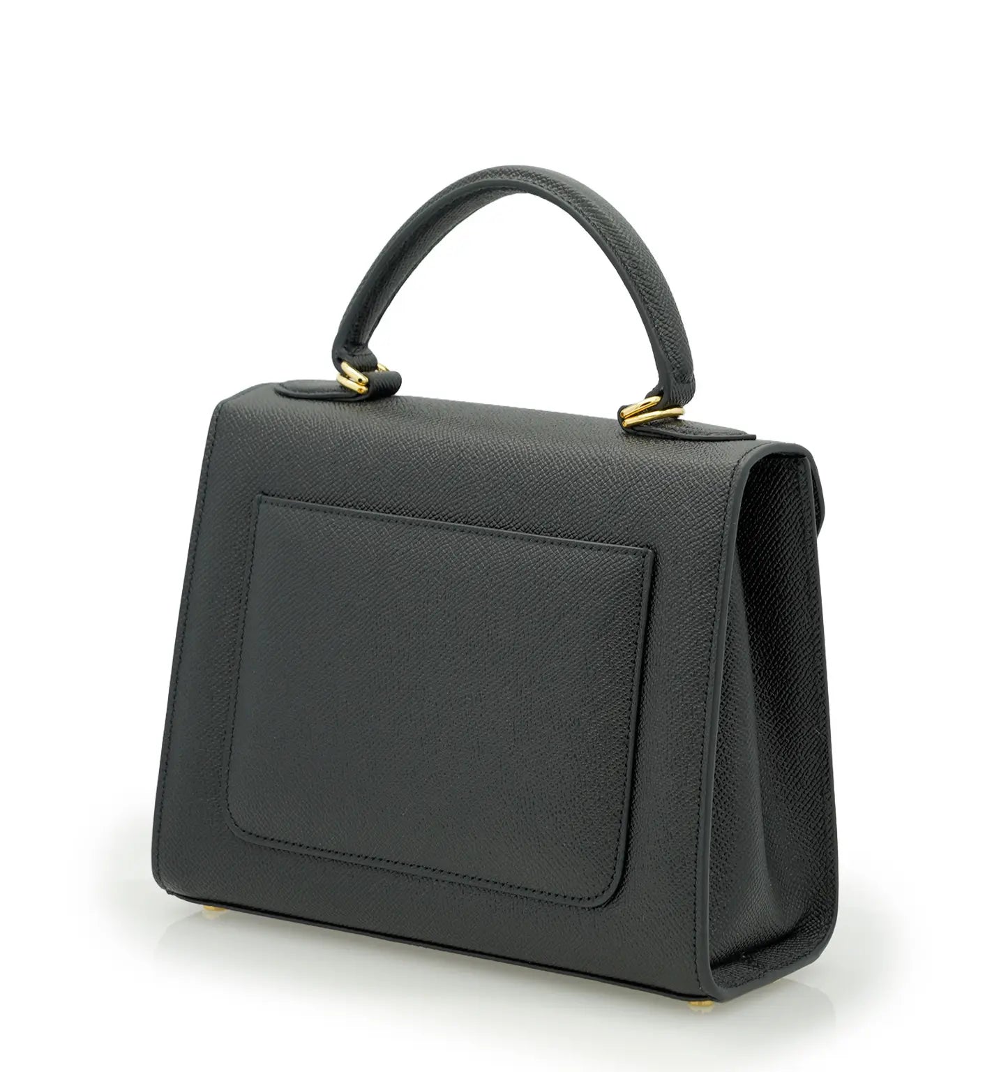 First Lady Black Textured Calf Leather Handbag