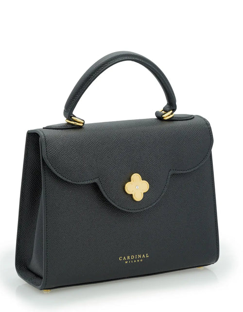 Load image into Gallery viewer, First Lady Black Textured Calf Leather Handbag
