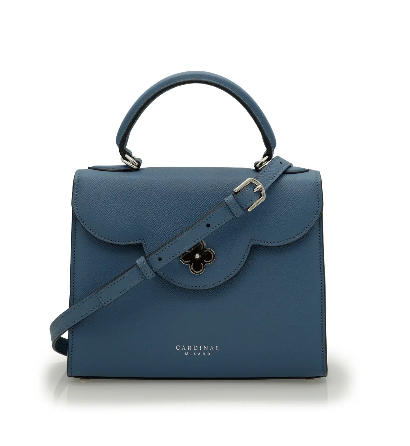 First Lady Blue Jeans Textured Calf Leather Handbag