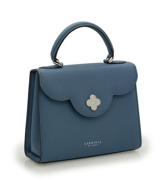First Lady Blue Jeans Textured Calf Leather Handbag