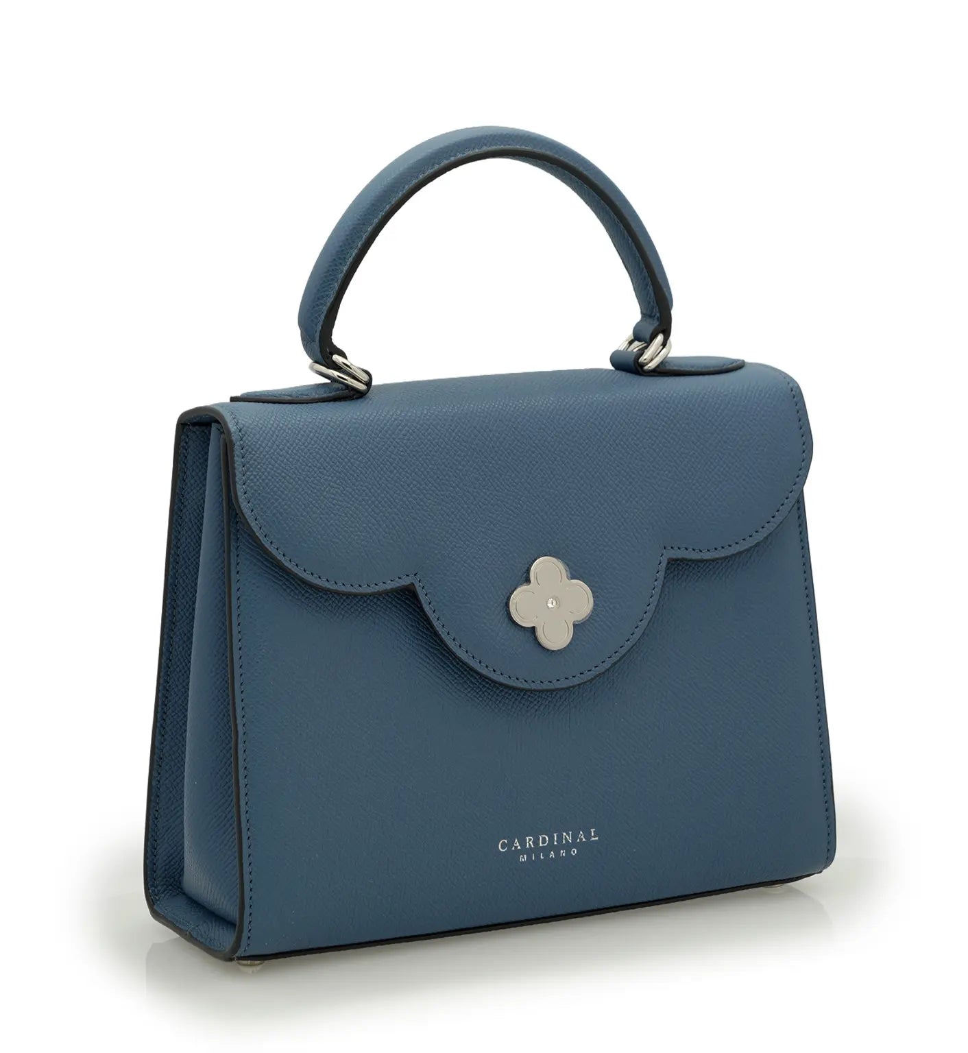 First Lady Blue Jeans Textured Calf Leather Handbag