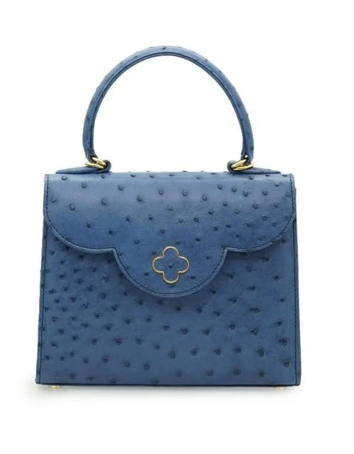 تحميل الصورة إلى عارض المعرض، حقيبة يد جلدية زرقاء من جلد النعام للسيدة الأولى
