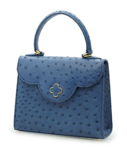 تحميل الصورة إلى عارض المعرض، حقيبة يد جلدية زرقاء من جلد النعام للسيدة الأولى
