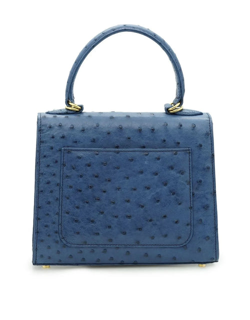 تحميل الصورة إلى عارض المعرض، حقيبة يد جلدية زرقاء من جلد النعام للسيدة الأولى
