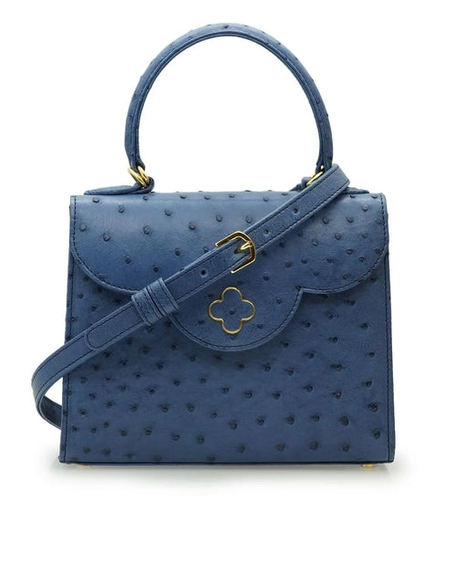 تحميل الصورة إلى عارض المعرض، حقيبة يد جلدية زرقاء من جلد النعام للسيدة الأولى
