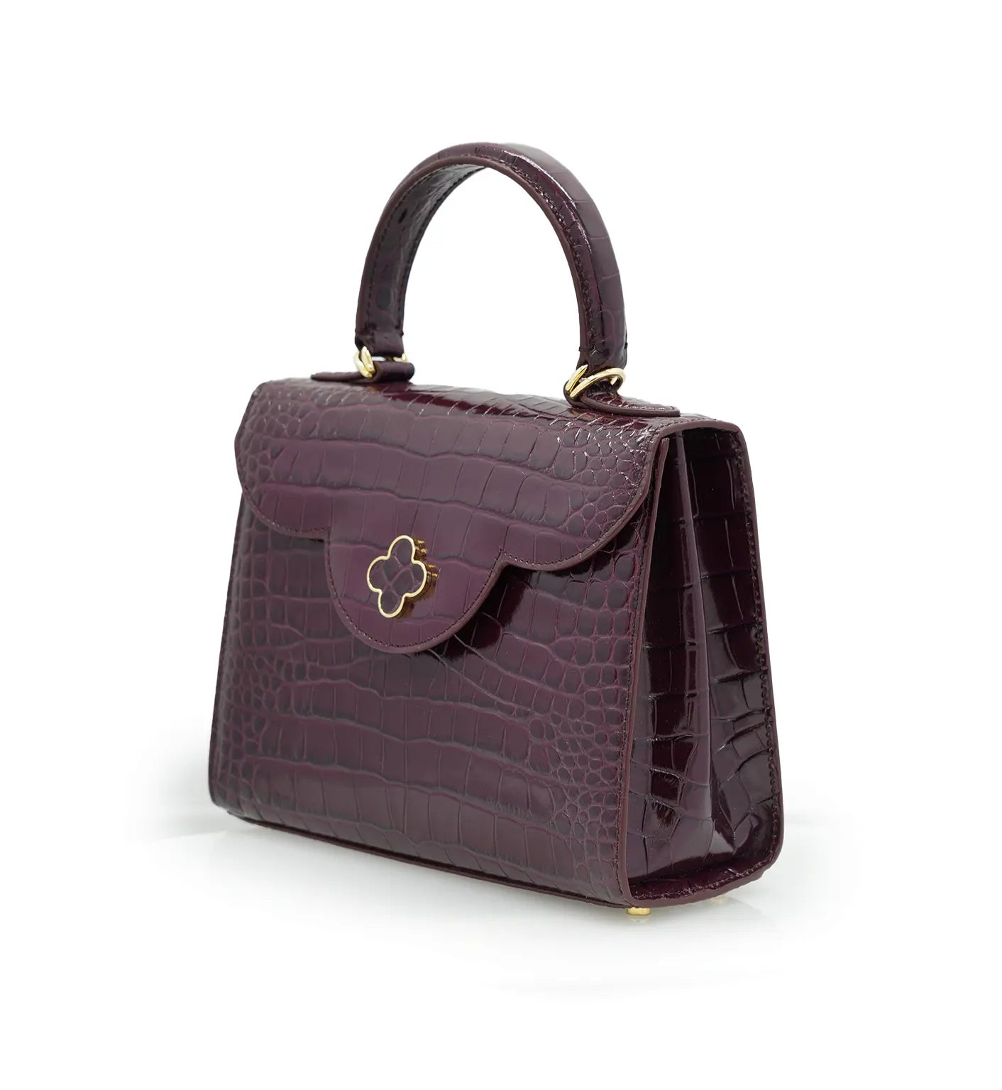 First Lady Burgundy Crocodile-Embossed Calf Leather Handbag