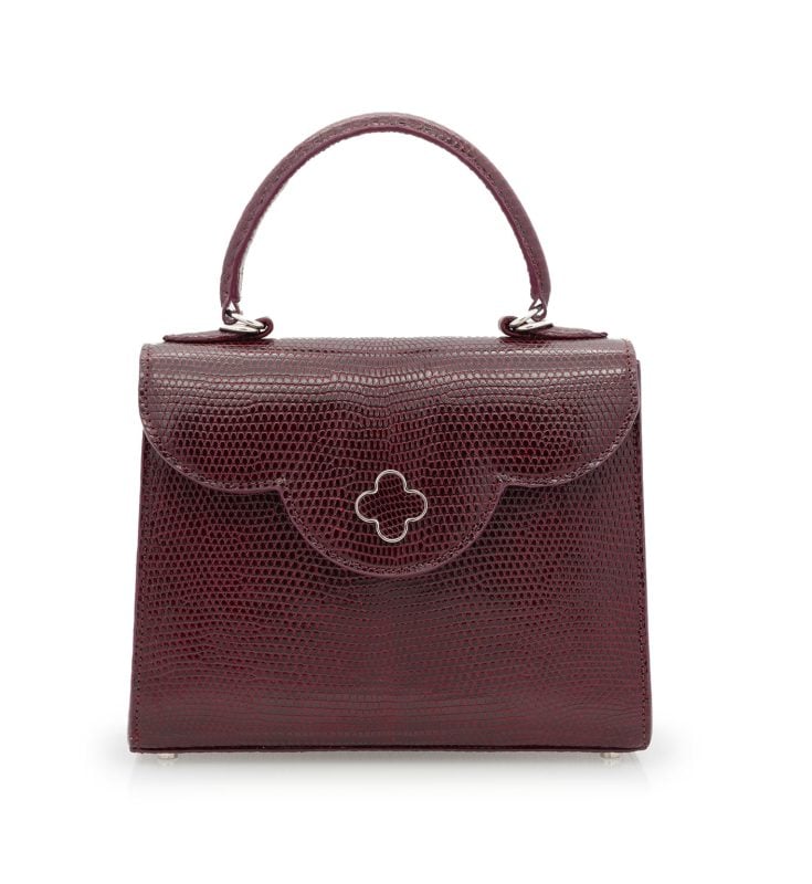 First Lady Burgundy Genuine lizard leather handbag