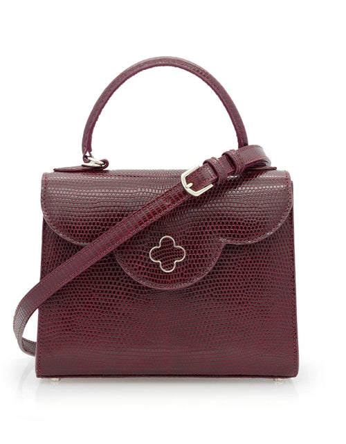 Load image into Gallery viewer, First Lady Burgundy Genuine lizard leather handbag
