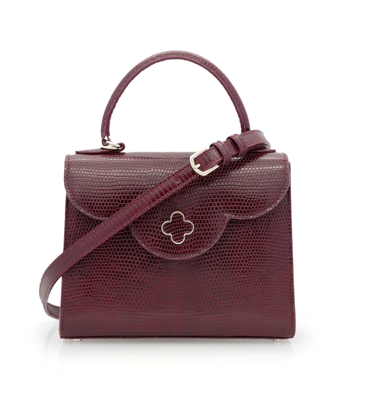 First Lady Burgundy Genuine lizard leather handbag