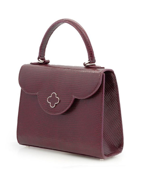 Load image into Gallery viewer, First Lady Burgundy Genuine lizard leather handbag
