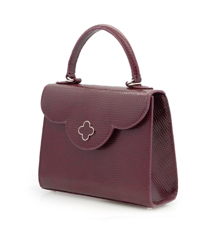 First Lady Burgundy Genuine lizard leather handbag
