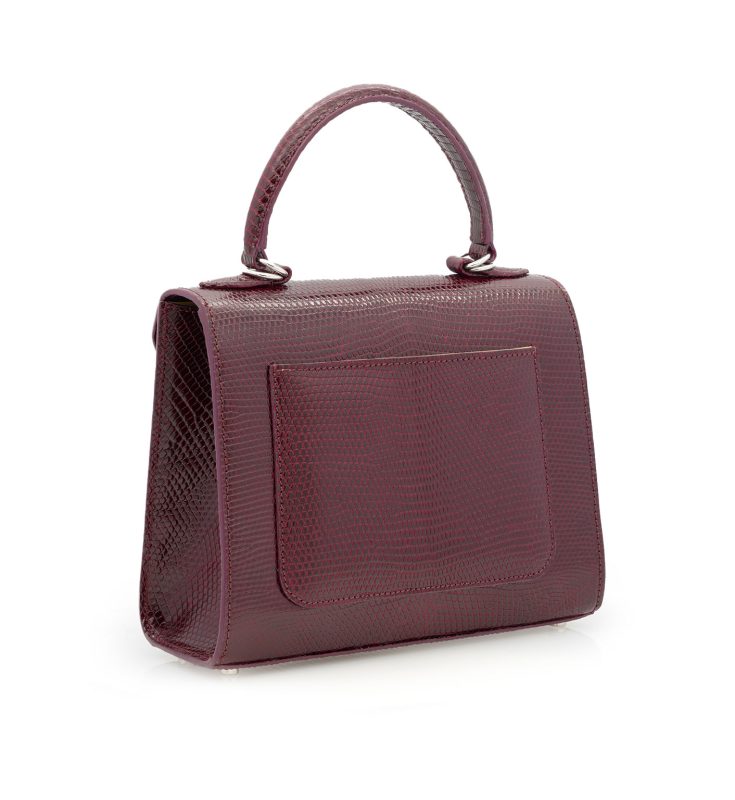 First Lady Burgundy Genuine lizard leather handbag