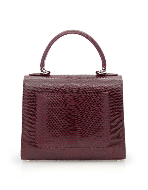 Load image into Gallery viewer, First Lady Burgundy Genuine lizard leather handbag
