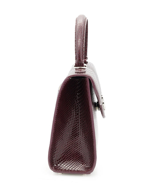 Load image into Gallery viewer, First Lady Burgundy Genuine lizard leather handbag
