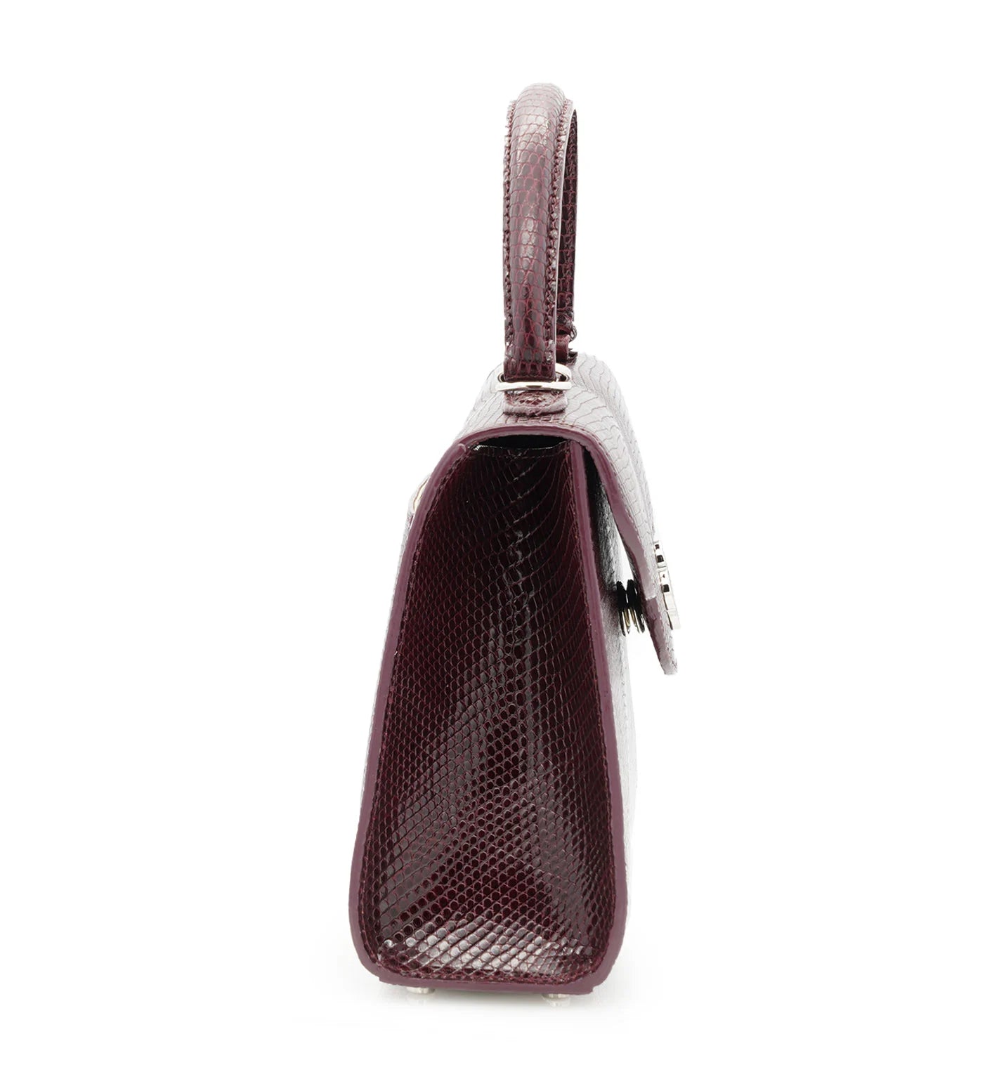 First Lady Burgundy Genuine lizard leather handbag