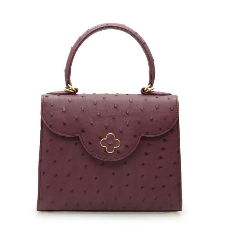First Lady Burgundy ostrich leather handbag